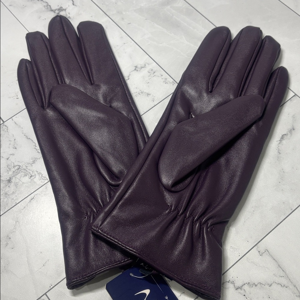 NWT Nappaglo Womens Purple Nappa Leather Warm Lining Winter Gloves Size L